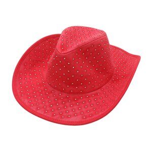 Rhinestone Embellished Suede Western Cowboy Fedora Hat